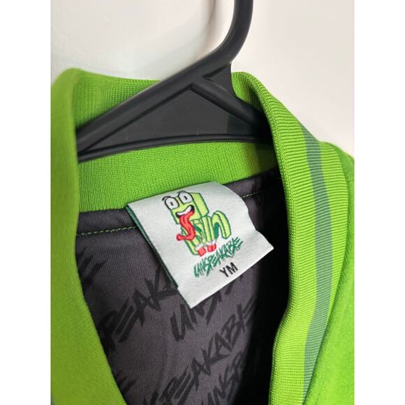 Unspeakable Green & Black Varsity Jacket Youth M Gamer Tongue Logo Rare - Picture 3 of 5